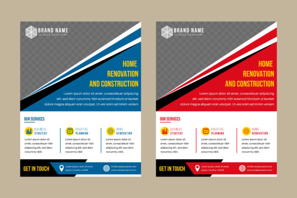 Construction Blue Yellow Black Vertical: A Modern Design Template for Home Renovation and Construction Flyers